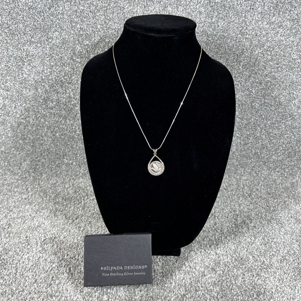 Silpada .999 Sterling Silver Flying Dove Pendant 19 Inch Necklace